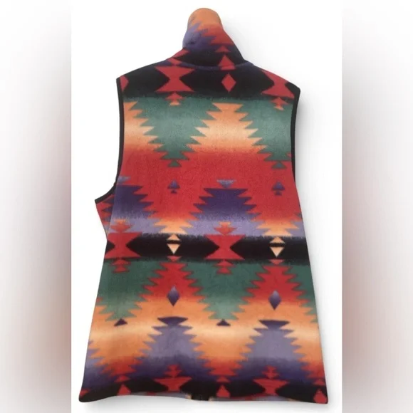 CHAPS Southwestern Aztec Fleece Vest Women’s Medium Zip Up Bold Southwest Print - Picture 2 of 7